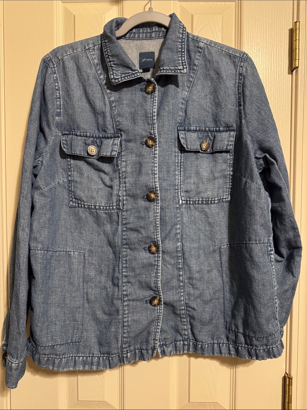 J. Jill Light Blue Denim Jacket with Button Front